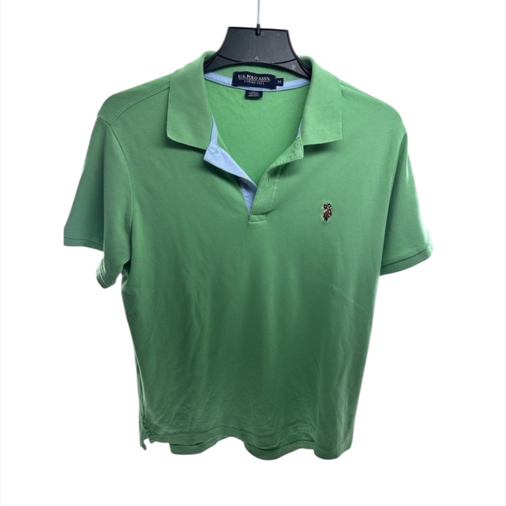 U.S. POLO ASSN. Solid Green Short Sleeve Polo Shirt - Men's Size M